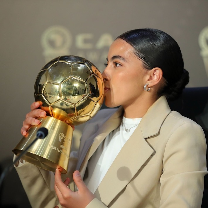 Doha El Madani, mejor jugadora joven de África y Balón de Oro en la útlima Champions. (CAFWomen)