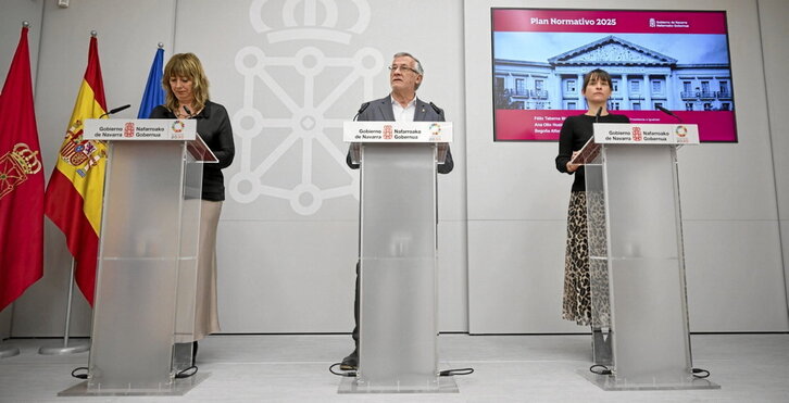 Comparecencia de los tres vicepresidentes del Ejecutivo navarro.