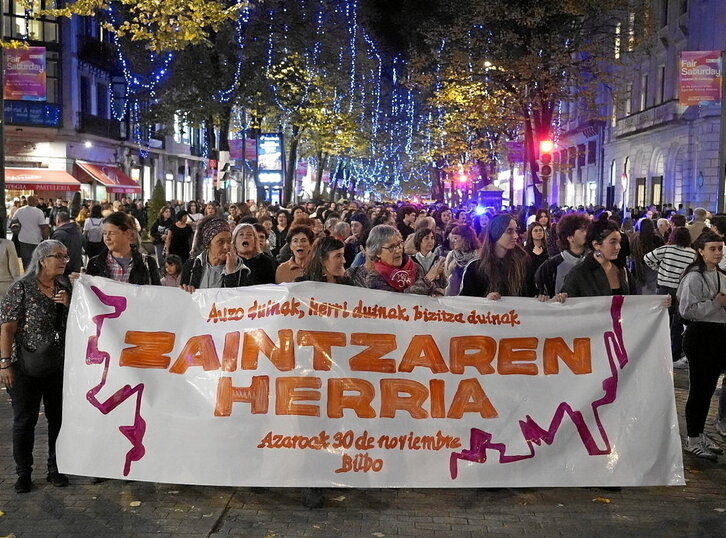 Azaroaren 30ean, greba feministaren lehen urteurrenean, Bilbon egindako ekintza.