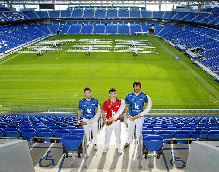 Tres de los cuatro remontistas participantes en el Individual 2025, ayer en Anoeta.