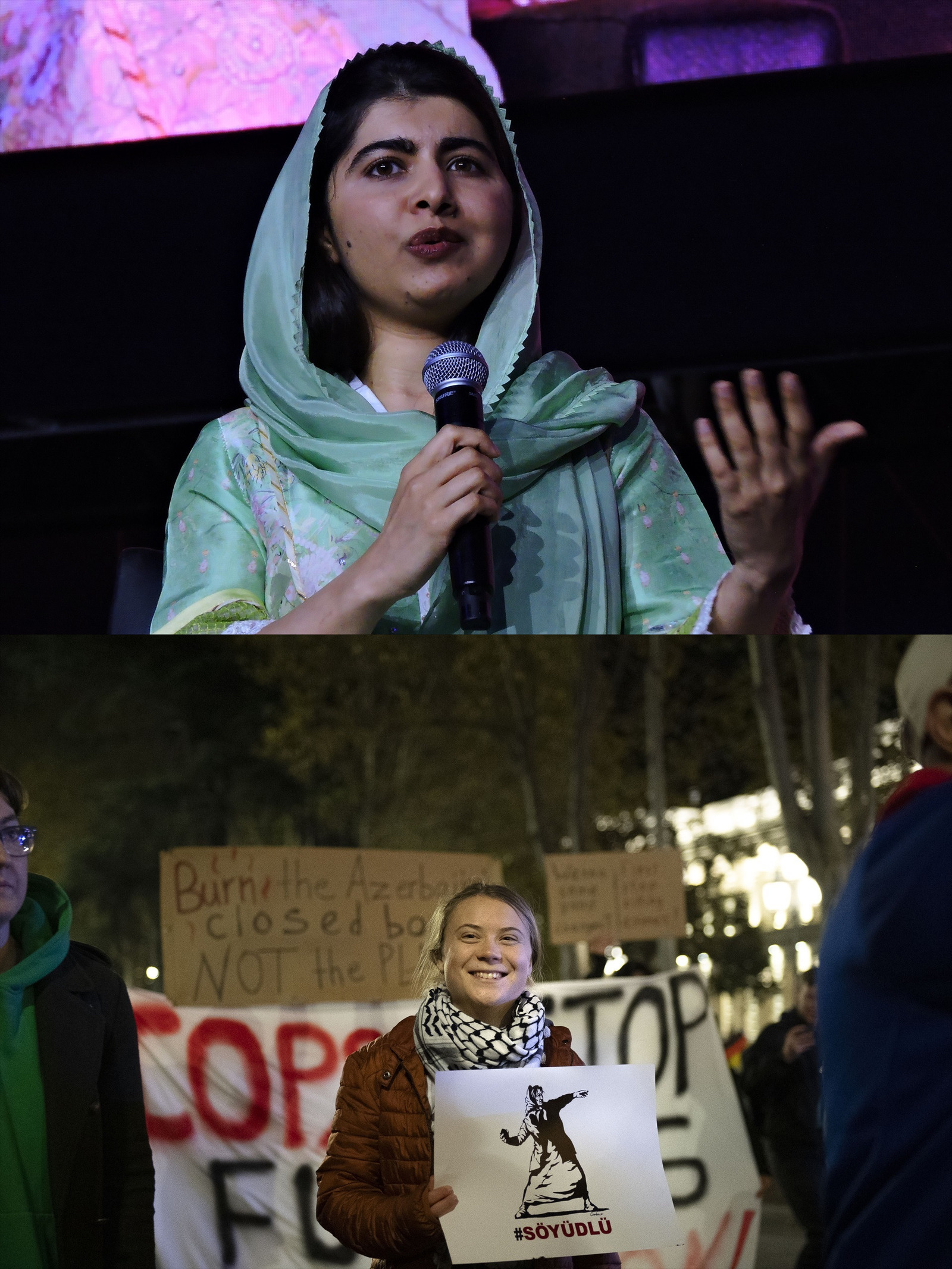 Malala Yousafzai y Greta Thunberg, iconos activistas de la generazión Z. (Leandro Chemalle - Jay Kogler / EUROPA PRESS)