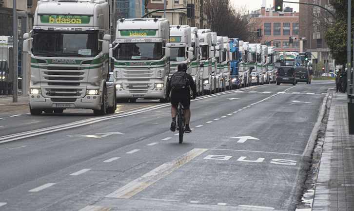 Garraiolari autonomoen protesta bat, Iruñea.