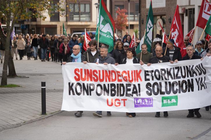 Los trabajadores volverán a movilizarse en Altsasu por el futuro de Sunsundegui.