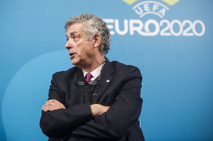 El expresidente de la RFEF, Ángel Villar, durante la presentación de la Eurocopa 2020.