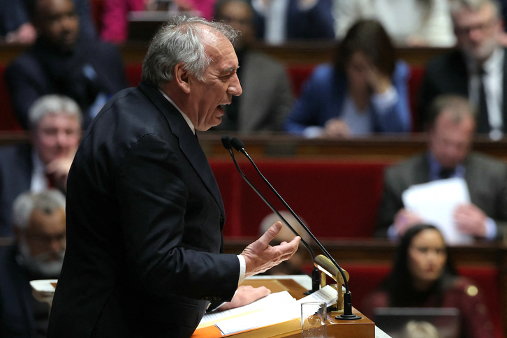 El primer ministro francés, François Bayrou, en su intervención este martes en la Asamblea francesa.