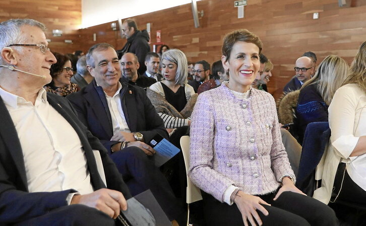 María Chivite participó ayer en un acto con consejeros y directores generales en Iruñea.