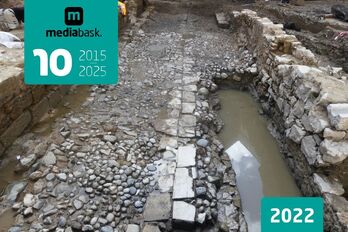 Vue de la rue découverte au cours des travaux.