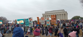 Milaka lagunek parte hartu zuten atzo Washingtonen Donald Trumpen aurka egiteko antolatutako mobilizazioetan.