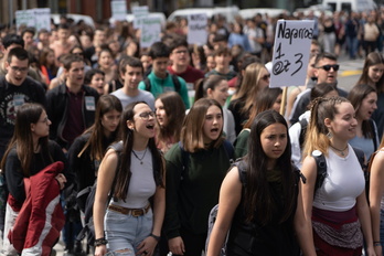 Hezkuntzan euskaraz ikastearen alde Iruñean 2023an egindako mobilizazioa.