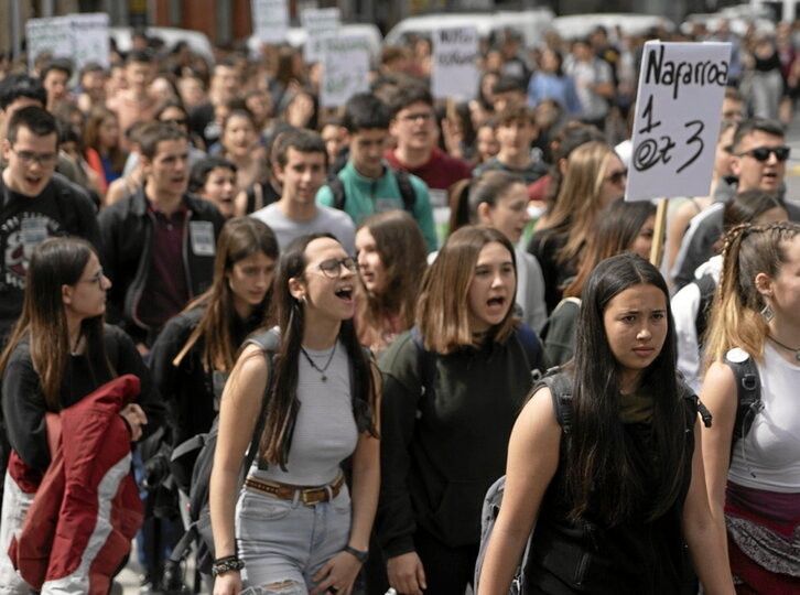 Hezkuntzan euskaraz ikastearen alde 2023an Iruñean egindako mobilizazioa.