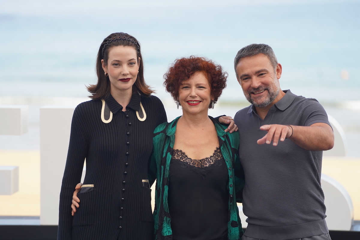 La directora y los actores protagonistas de ‘Soy Nevenka’, en Zinemaldia.
