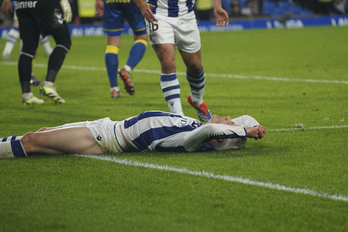 Orri Oskarsson Realeko jokalaria aukera garbi bat huts egin ostean.