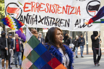 Una manifestion antifasciste à Bilbo en 2018.