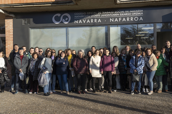 Trabajadoras sociales que han comparecido en el Colegio Oficial de Trabajo Social de Nafarroa.