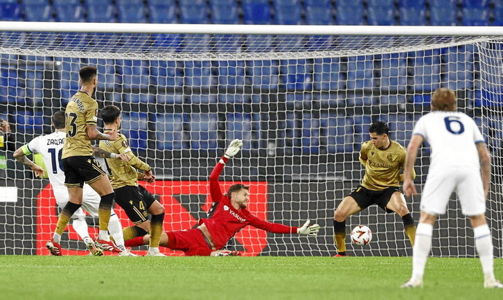 Así anotó el 2-0 Zaccagni, anulando cualquier posibilidad txuri urdin de sumar.