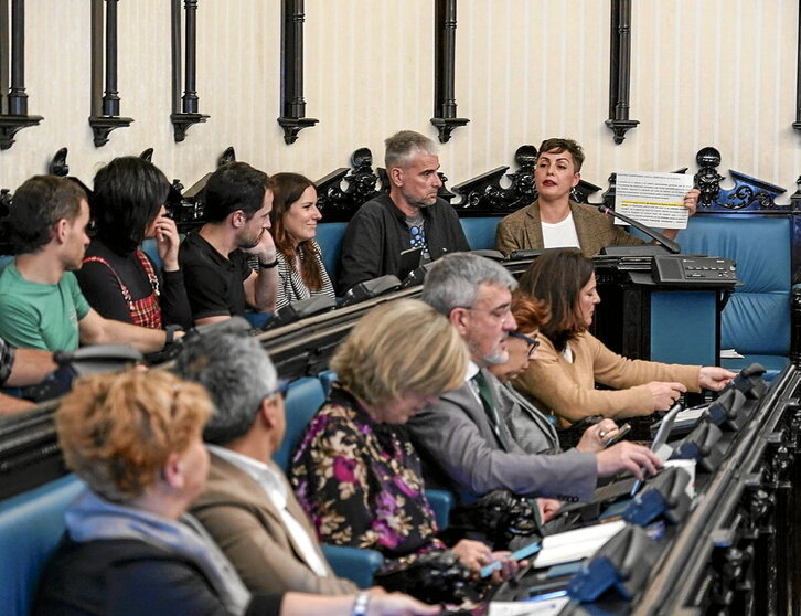 Arriba a la derecha, Rocío Vitero, portavoz del grupo municipal de EH Bildu.