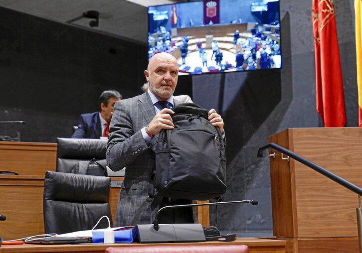 El expresidente de UPN, Javier Esparza, que continúa siendo el portavoz de su grupo en el Parlamento.