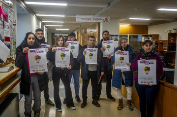 Representantes sindicales el día en que registraron la convocatoria de huelga.