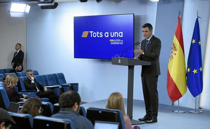 Pedro Sánchez interviene en la Moncloa para dar a conocer el acuerdo.