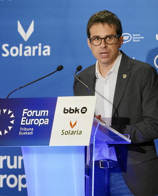 Otxandiano, en su intervención en el Forum Europa-Tribuna Euskadi, ayer en Bilbo.