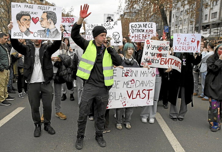 Protesta en Novi Sad, el pasado martes.