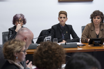 La lehendakari Chivite, durante su comparecencia en la Comisión de Régimen Foral del Parlamento de Nafarroa.