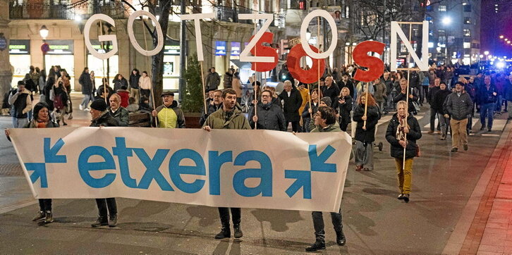 Azken ostiralean Bilbon egin zuten mobilizazioaren irudia.