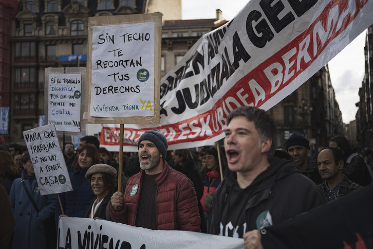 Manifestación por el derecho a la vivienda en Bilbo el pasado diciembre.