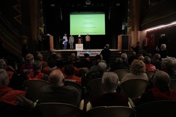 Lectura del manifiesto de apoyo a la ILP impulsada por el Movimiento de Pensionistas de Euskal Herria.