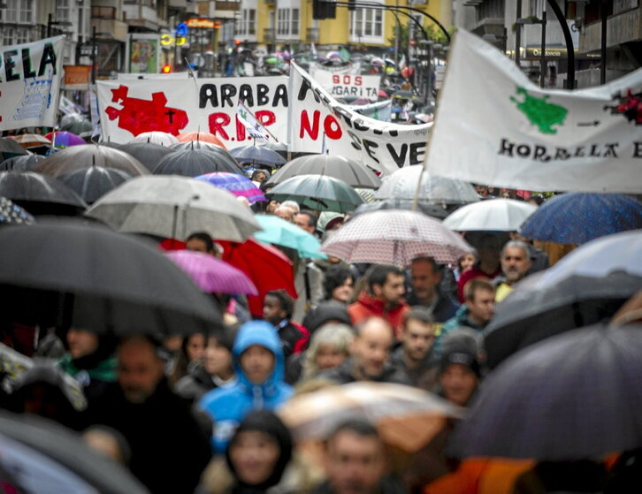 Manifestación en Gasteiz contra los macroproyectos de energías renovables.