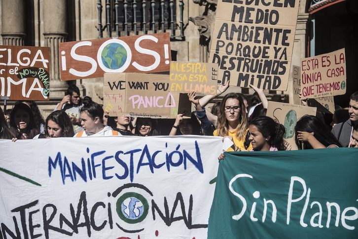 Klima aldaketaren kontrako manifestazio bat, 2019an.