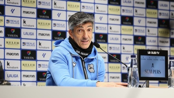 Imanol Alguacil, en su comparecencia de este sábado ante los medios.