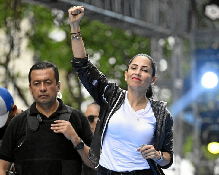 Luisa González, en el acto de cierre de campaña.