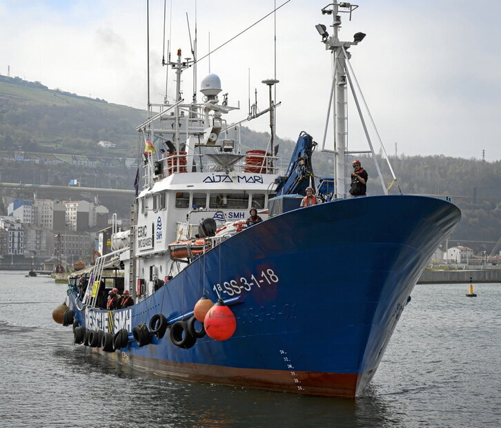 Aita Mari ontzia, pasa den urtean, Bilboko portuan.