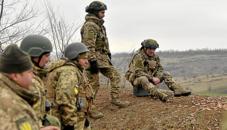 Soldados ucranianos, en el frente de Donetsk.