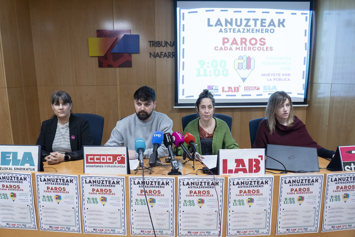 Representantes de la mayoría sindical de la educación pública navarra.