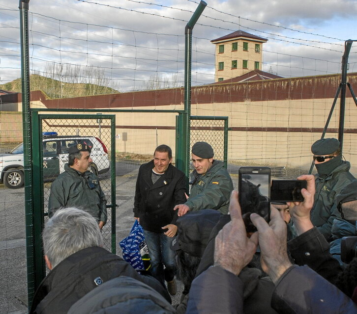 Arnaldo Otegi, en su última salida de prisión en 2016. Luego su condena fue anulada.