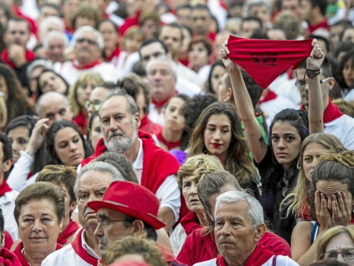 Movilización en los sanfermines de 2016 tras la agresión.