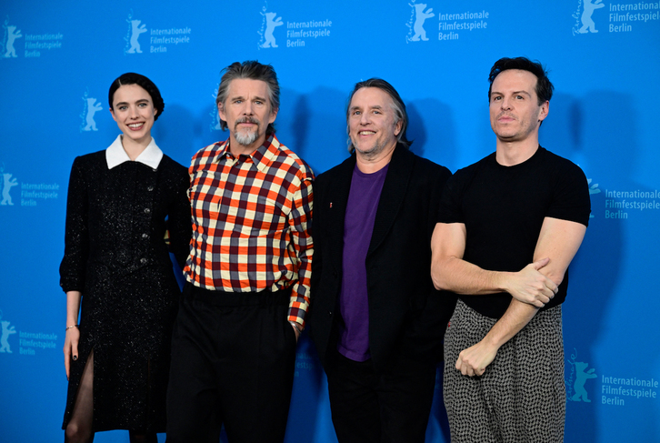 Margaret Qualley, Ethan Hawke, Richard Linklater y Andrew Scott el martes en Berlin.