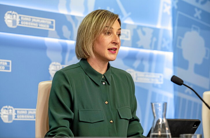 La consejera María Ubarretxena, durante su comparecencia ante la prensa del pasado martes.