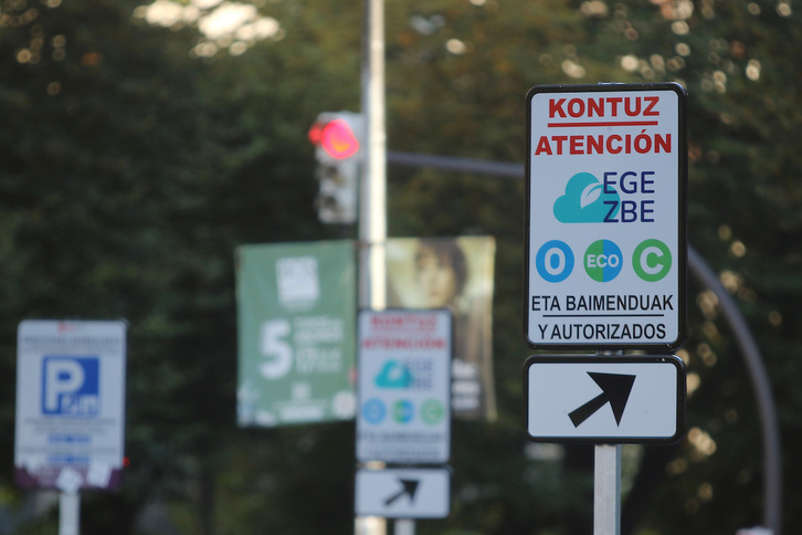 Zona de Bajas Emisiones en Bilbo, opción que se plantea aumentar a numerosas localidades.