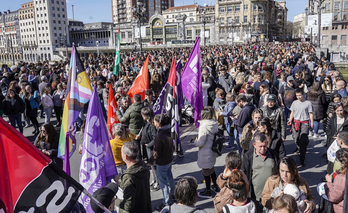 Imagen de la convocatoria de Bilbo, ante la plaza del Arriaga.