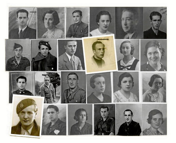 Collage con retratos de los docentes represaliados.