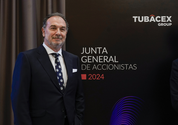 El presidente de Tubacex, Manuel Moreu, en la junta de accionistas de 2024.