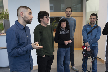 Imanol Karrera, de LAB, e Imanol Pascual, de ELA, tras el primer encuentro sobre el SMI al que no acudieron CEN, UGT y CCOO, como ha vuelto ha ocurrir este viernes..