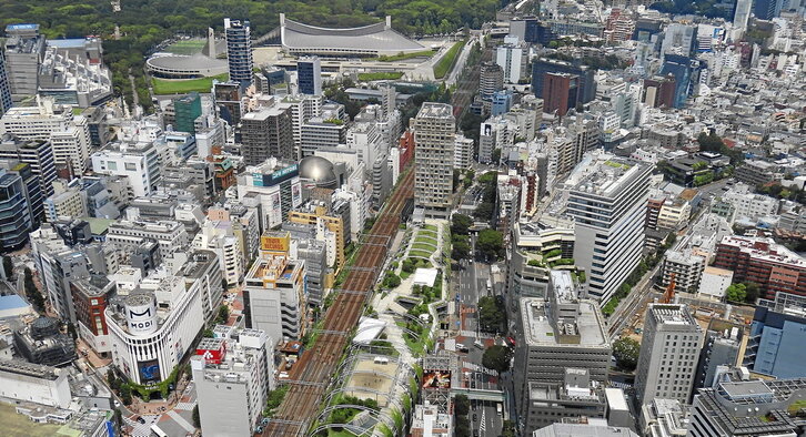 Miyashita parkearen irudiak, Shibuya Scramble Square eraikinetik.