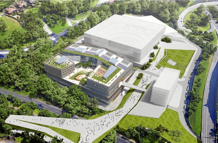 Infografía del Parque Tecnológico de Illunbe, junto al pabellón multiusos.