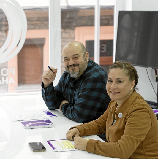 Richar Vaquero y Maite Gartzía, coordinadores de Podemos.