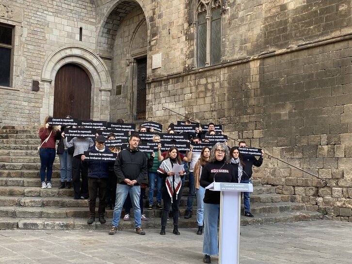 Rueda de prensa esta miércoles en Barcelona para denunciar el nuevo caso de espionaje policial.