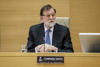 El expresidente español Mariano Rajoy, durante su comparecencia en la comisión del Congreso.